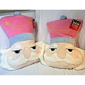2 Christmas Nutcracker Head Throw Pillow BNWT